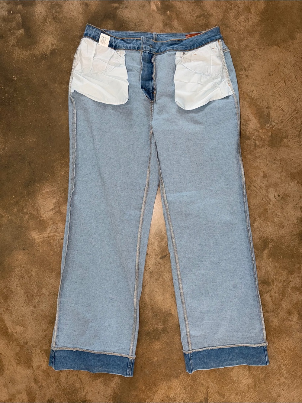 Sidefeel NWOT Size 16 Wide Leg Jeans Light Wash Cuffed Hem Drawstring - Picture 11 of 12